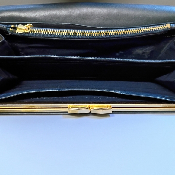 Vintage Yves Saint Laurent Croc Embossed Convertible Wallet Clutch w/ Gold Chain - Picture 10 of 14